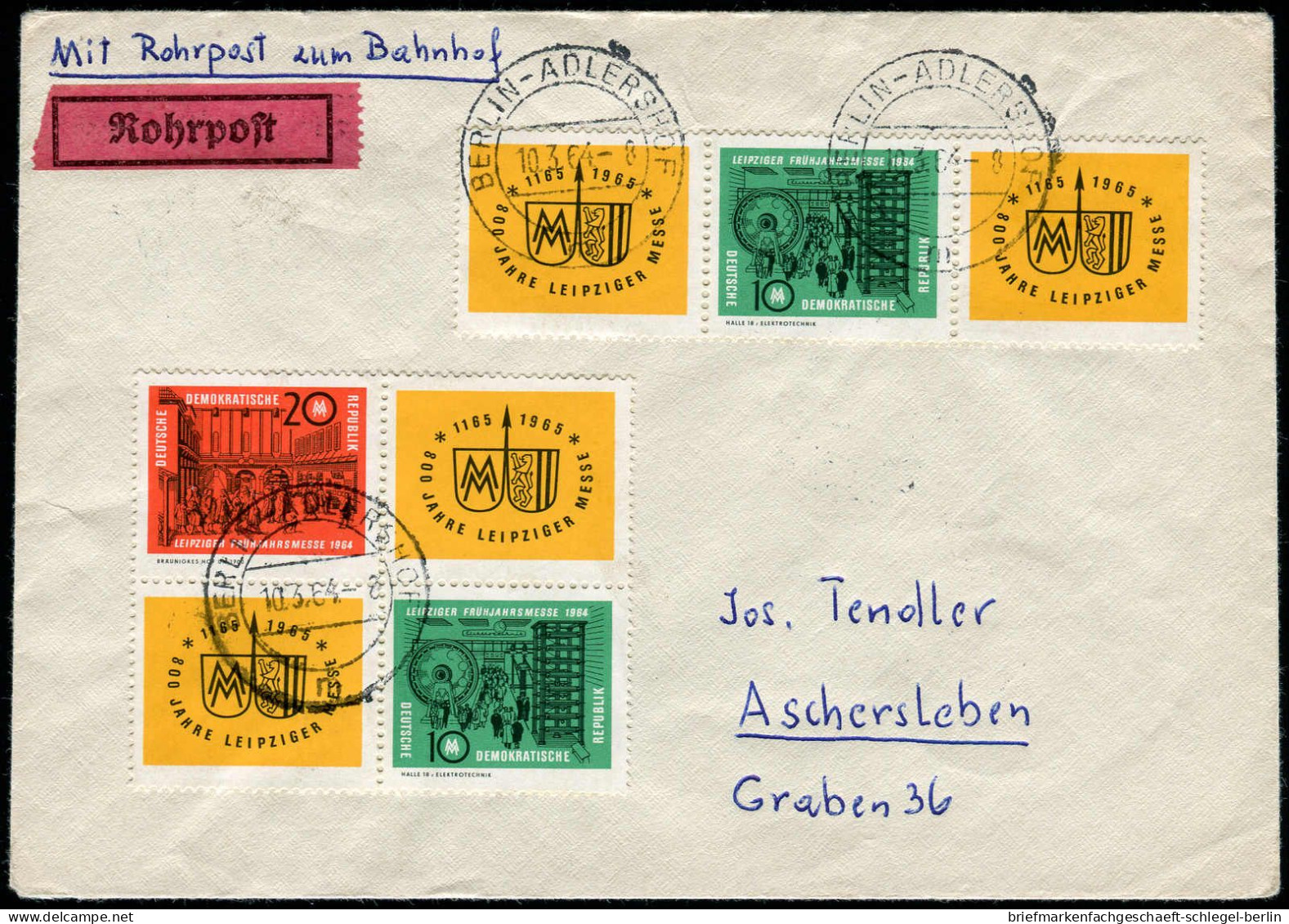 DDR, 1964, 1012(2), 1013, Brief - Altri & Non Classificati