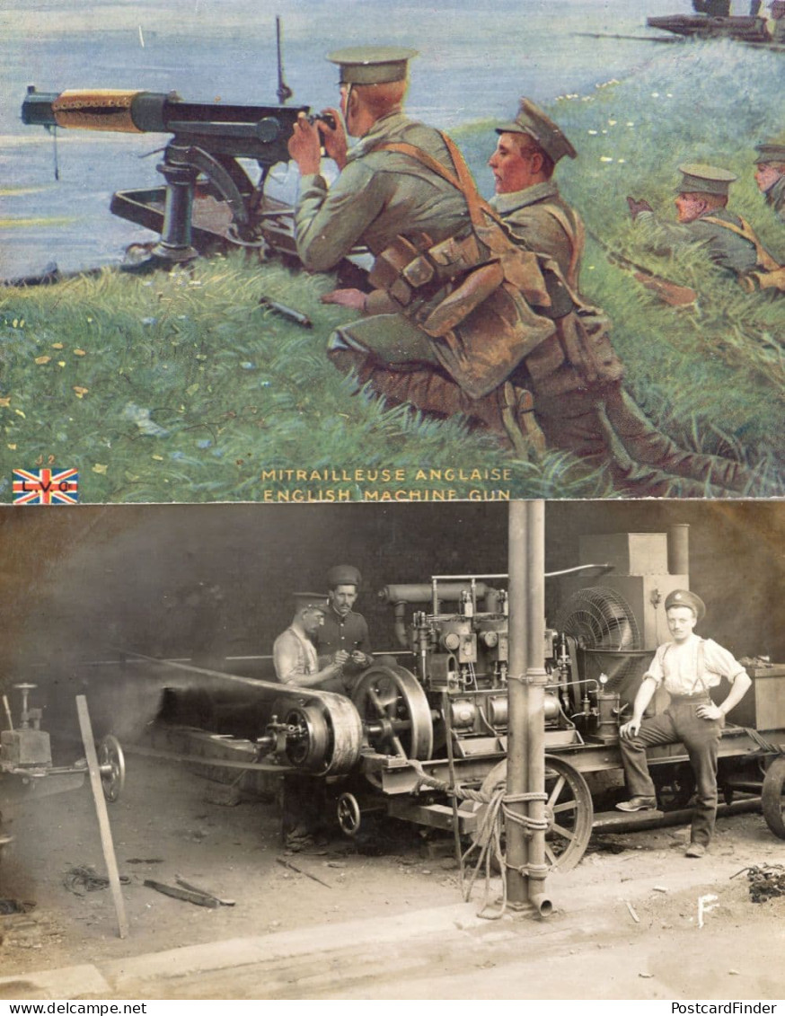 Army Industry Factory Soldier War WW1 Machine Gun 2x Postcard S - Fotografie