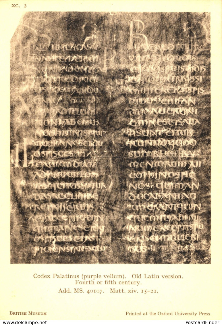 Codex Platinus Latin Purple Vellum Manuscript 4th Century Old Postcard - Articles Of Virtu