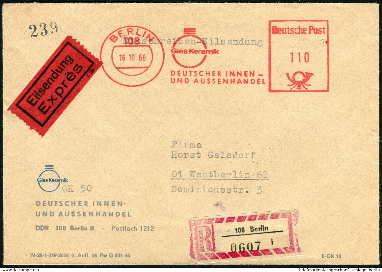 DDR, 1968, AFS, Brief - Autres & Non Classés
