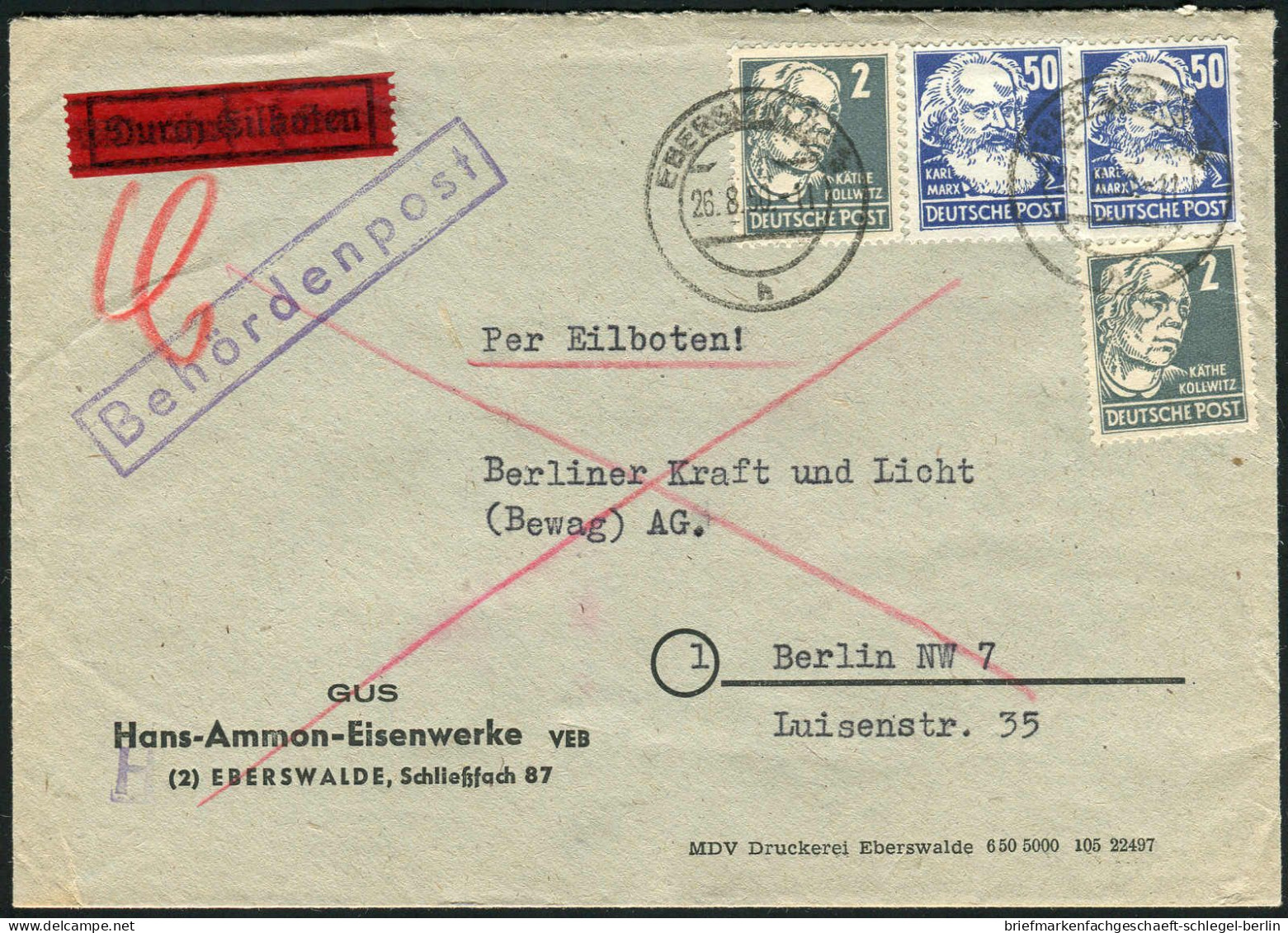 DDR, 1950, 212(2) + 224(2), Brief - Altri & Non Classificati