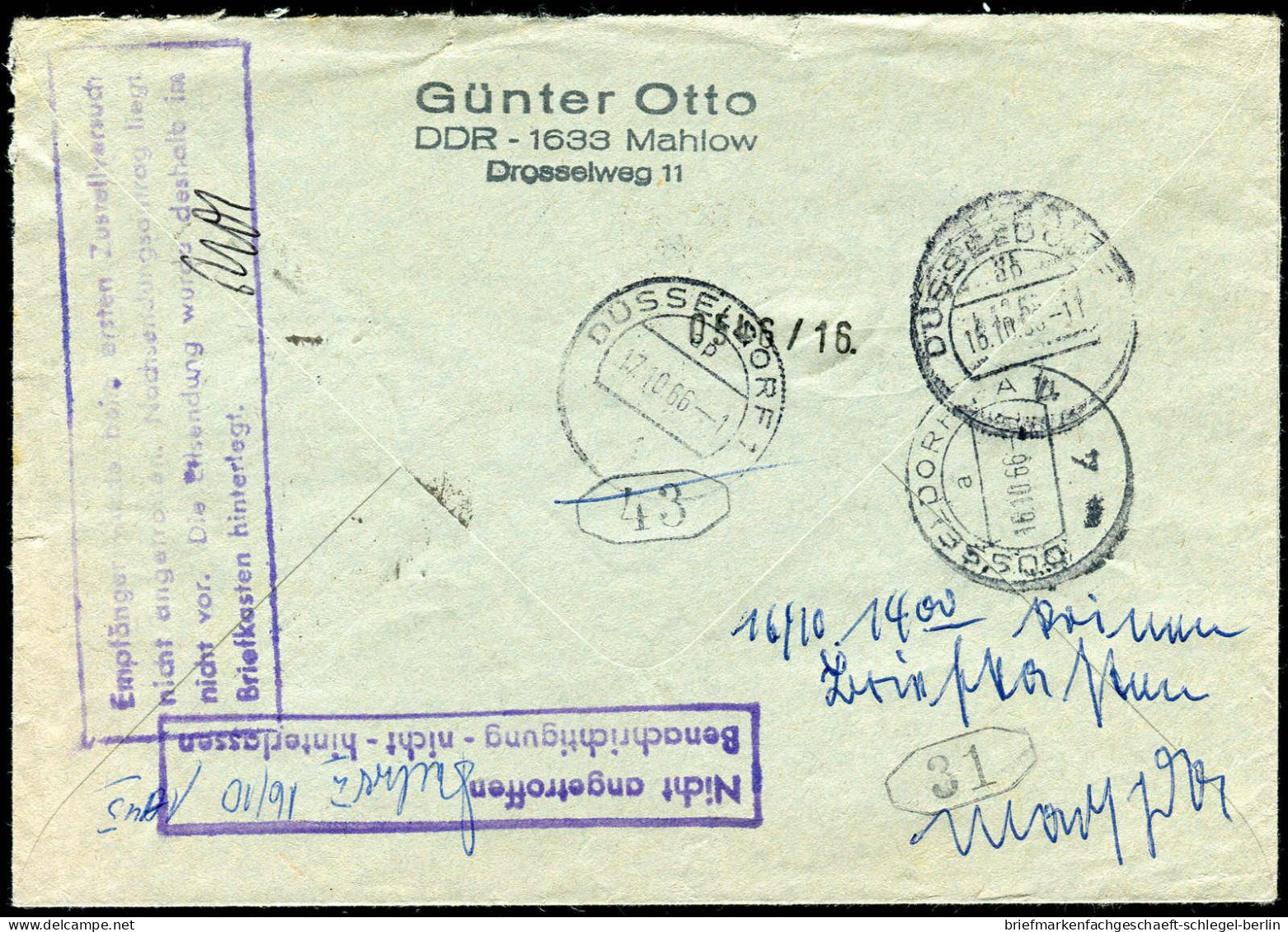 DDR, 1966, 1082(2), 1179, Brief - Sonstige & Ohne Zuordnung