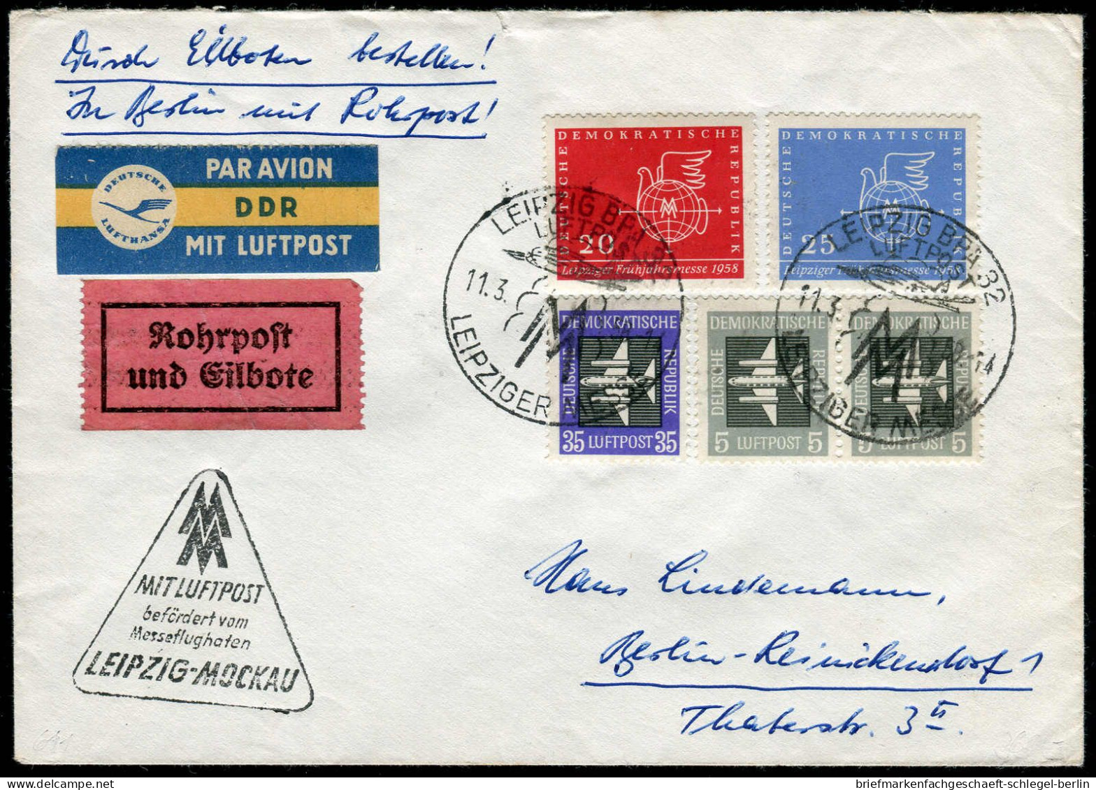 DDR, 1958, 609(2), 611, 618, 619, Brief - Sonstige & Ohne Zuordnung