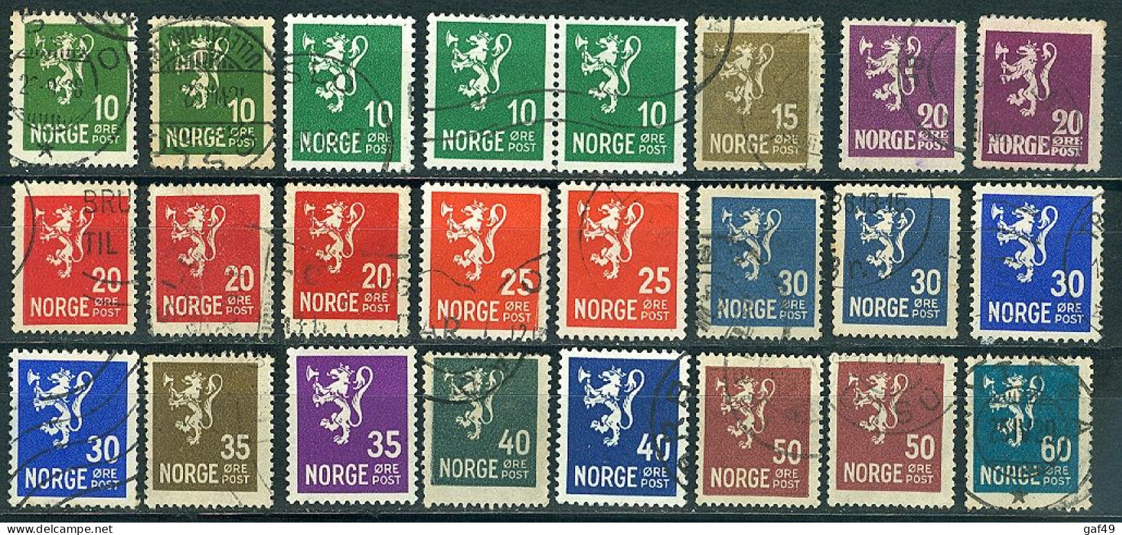 Norvège Série Courante Lot De Timbres Entre N° Y&T 112 Et 182 Oblitérés à Voir - Oblitérés