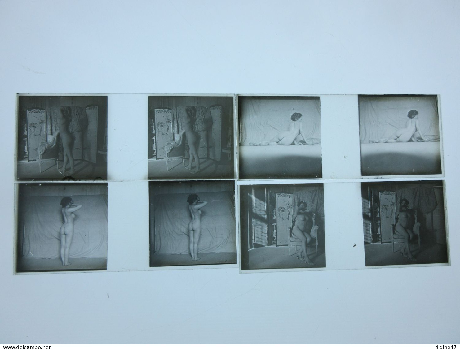 PHOTO PLAQUE DE VERRE NU - Nue Féminin Lot De 4 Plaques 10.8 X 4.3 - Glass Slides
