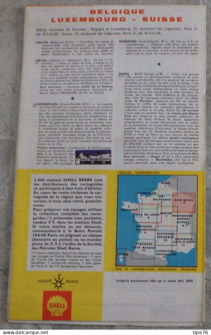 Carte Routière Shell  Cartoguide  Rhin Et Meuse  1967 / 68 - Strassenkarten