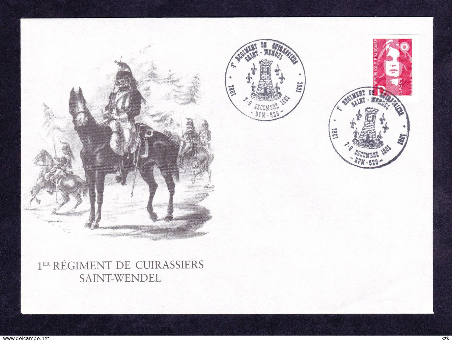 2 05	43	-	1° Régiment De Cuirassiers  -  Saint Wendel 		-	BPM 529 -  Oblitérée Le 7-8/12/1991 - Other & Unclassified