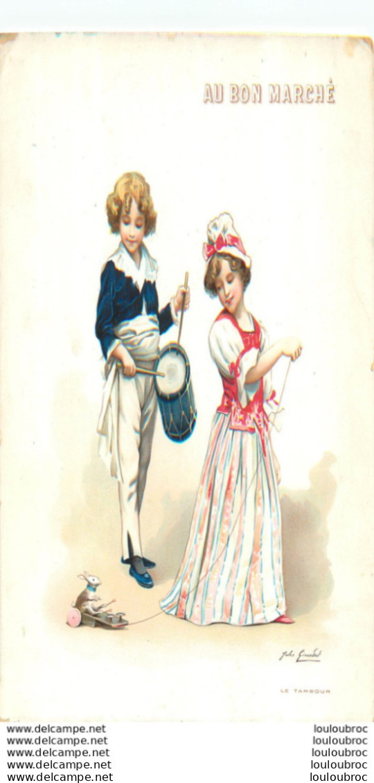 CHROMO GRAND FORMAT AU BON MARCHE ILLUSTREE PAR JULES GIRARDET LE TAMBOUR AVEC LAPIN FORMAT  22X18CM - Au Bon Marché