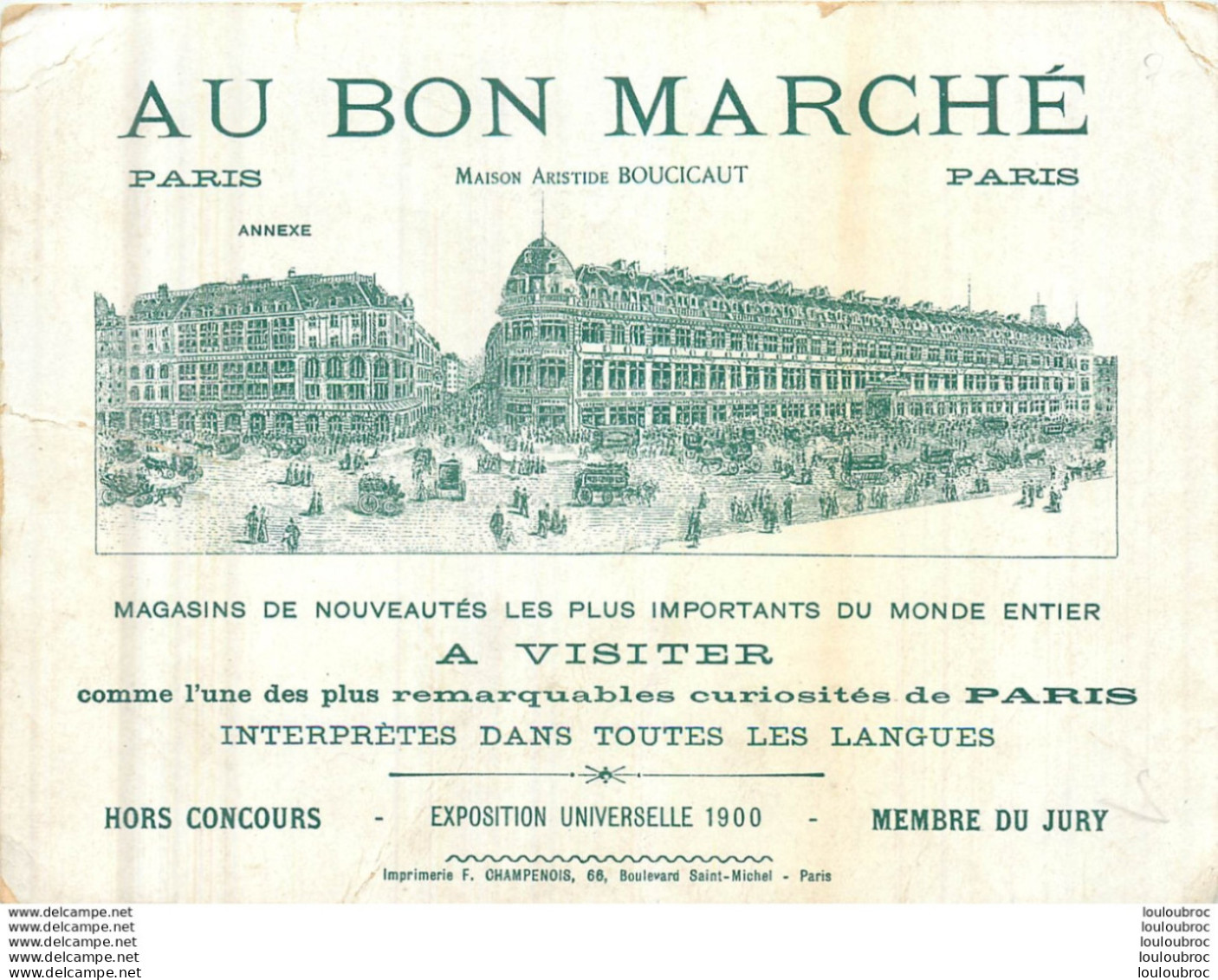 CHROMO  AU BON MARCHE  UNE OUVERTURE FORMAT  15 X 11 CM - Au Bon Marché