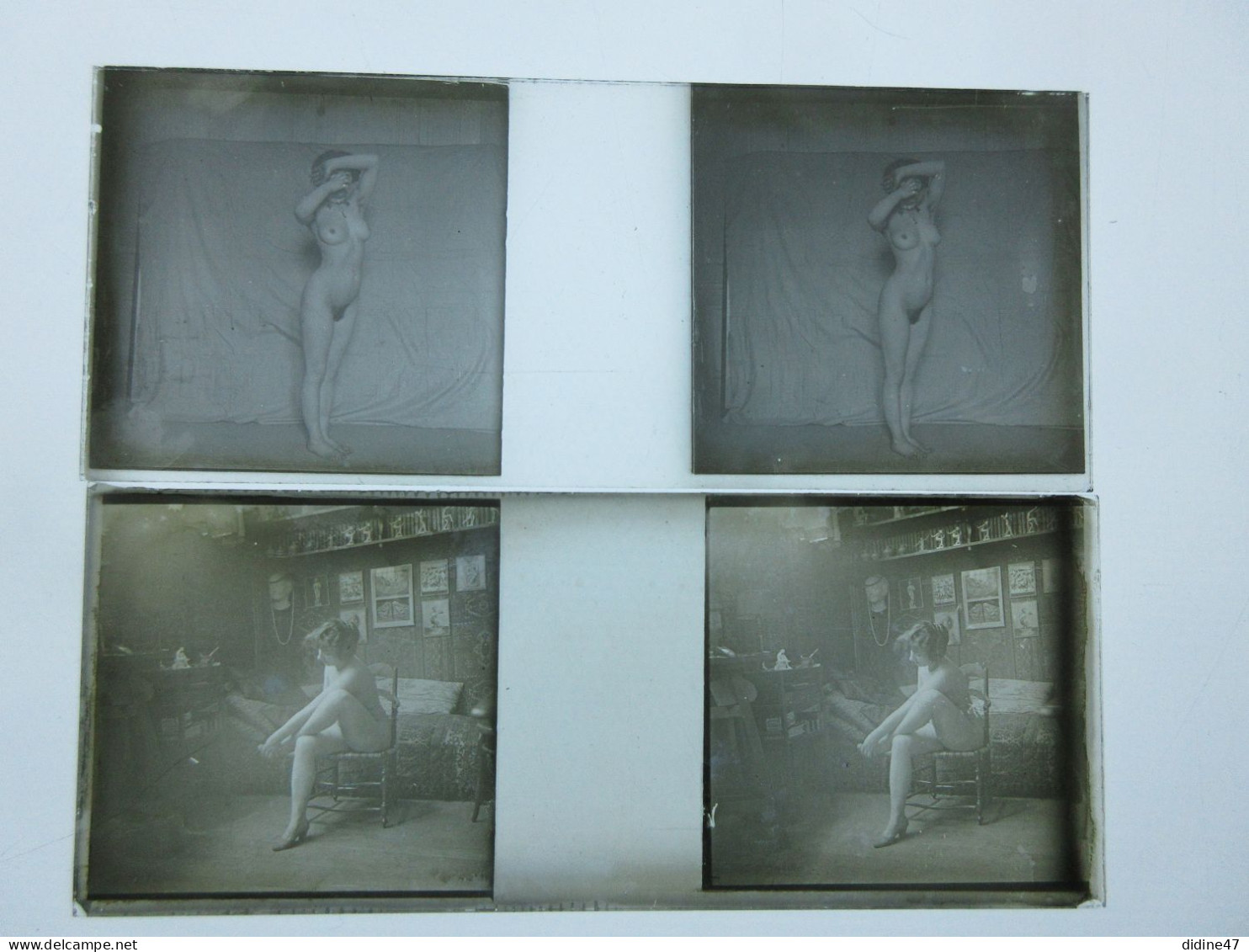 PHOTO PLAQUE DE VERRE NU - Nue Féminin Lot De 2 Plaques 10.8 X 4.3 - Glass Slides
