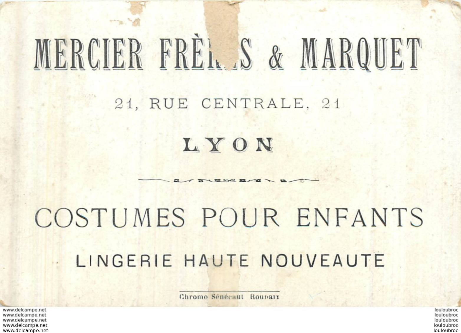 CHROMO  MERCIER FRERES ET MARQUET COSTUMES POUR ENFANTS - Other & Unclassified