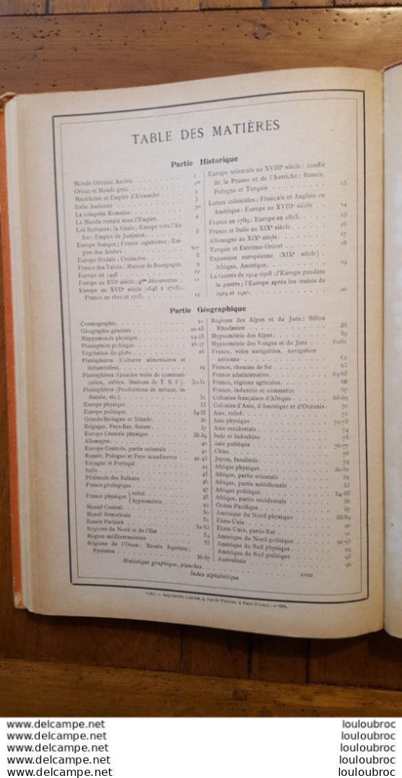 GRAND ATLAS CLASSIQUE HACHETTE SCHRADER ET GALLOUEDEC 1931  CONTENANT 100 PAGES INTERIEURES EN PARFAIT ETAT