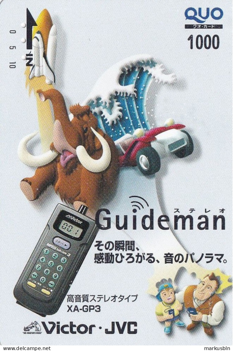 Japan Prepaid Quo Card 1000 - Drawing Mammut Guideman JVC Advertisement Spaceship Car - Giappone
