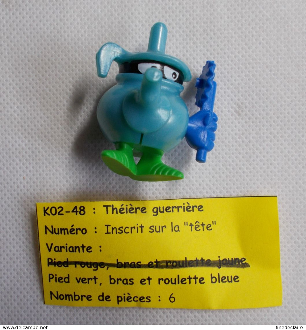 Kinder - Guerre En Cuisine - Théière Guerrière, Pied Vert, Bras Et Roulette Bleu - K02 48 - Sans BPZ - Mountables
