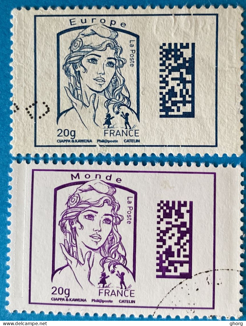 France 2015 : Type Marianne De Ciappa Et Kawena, Marianne Datamatrix N° 4975 à 4976 Oblitéré - Used Stamps