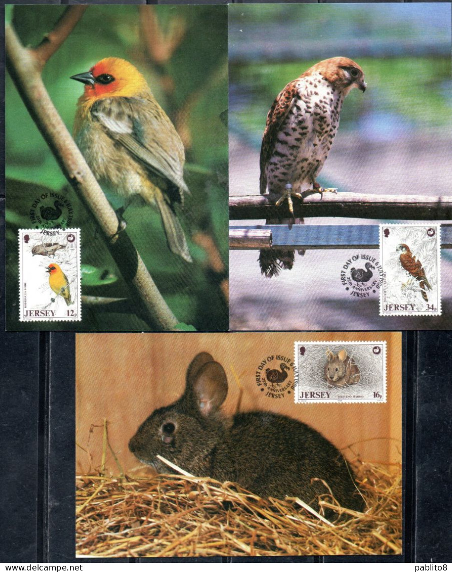 JERSEY 1988 WILDLIFE PRESERVATION TRUST FAUNA ANIMALS COMPLETE SET SERIE COMPLETA MAXI MAXIMUM CARD CARTE - Jersey