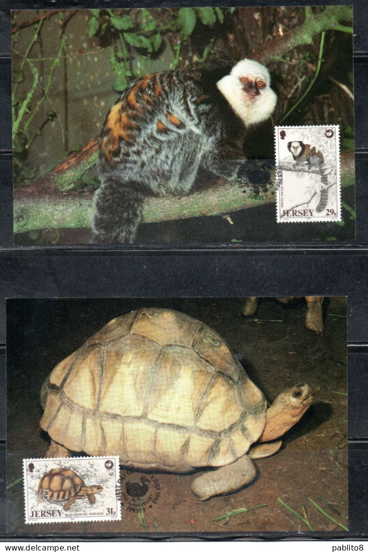 JERSEY 1988 WILDLIFE PRESERVATION TRUST FAUNA ANIMALS COMPLETE SET SERIE COMPLETA MAXI MAXIMUM CARD CARTE - Jersey