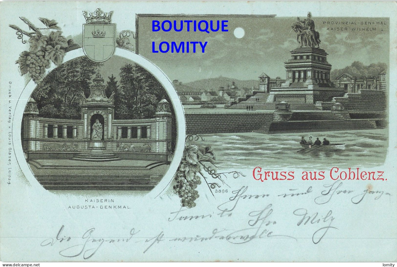 Allemagne Gruss Aus Coblenz CPA + Timbre Reich Cachet Coblenz 1898 , Kaiser Wilhelm Kaiserin Augusta Denkmal - Koblenz