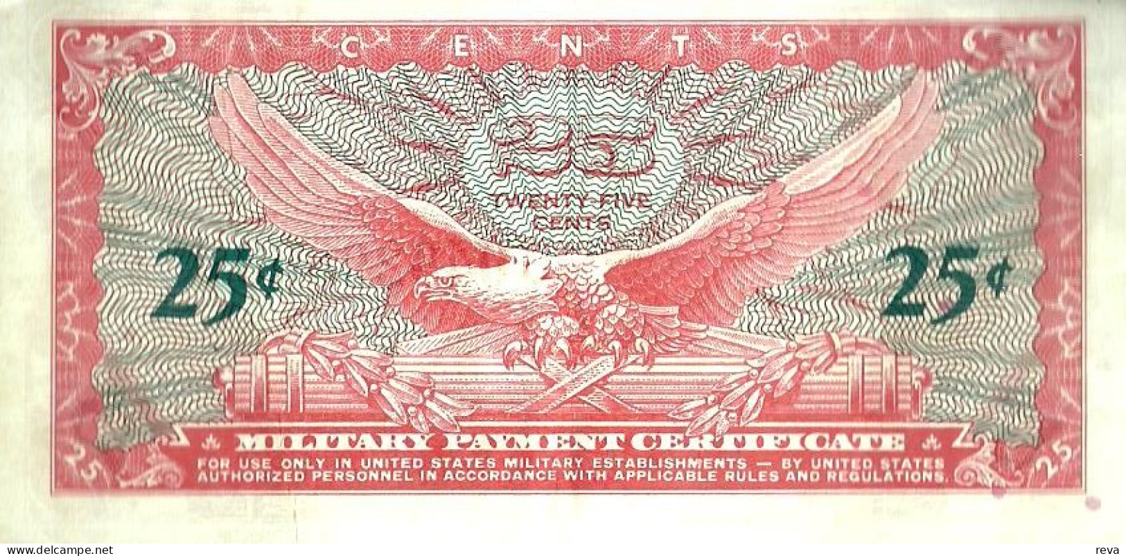 USA UNITED STATES 25 CENTS MILITARY CERTIFICATE RED WOMAN SERIES 641 VF ND(1965-68) PM59a READ DESCRIPTION CAREFULLY !! - 1965-1968 - Series 641