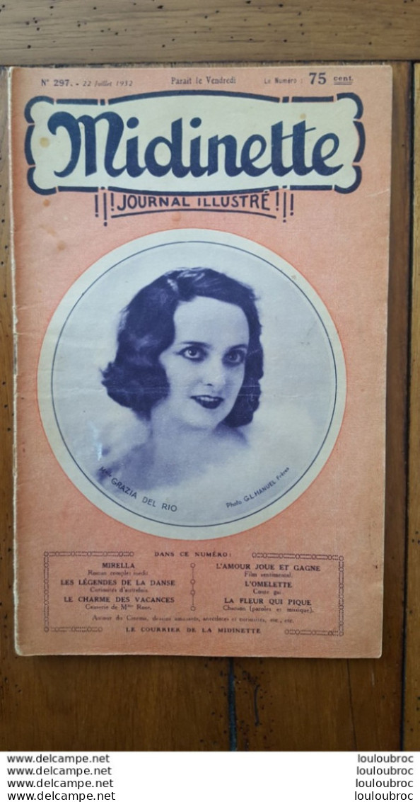 MIDINETTE JOURNAL ILLUSTRE 1932 MLLE GRAZIA DEL RIO  PHOTO G.L. MANUEL 33 PAGES - 1900 - 1949