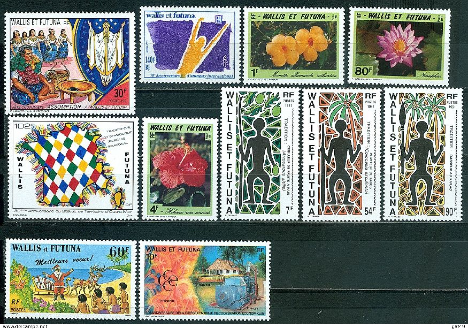 Wallis & Futuna N°Y&T 413 à 423 Poste 1991 Sujets Divers Neuf Sans Charnière Très Frais - Nuevos