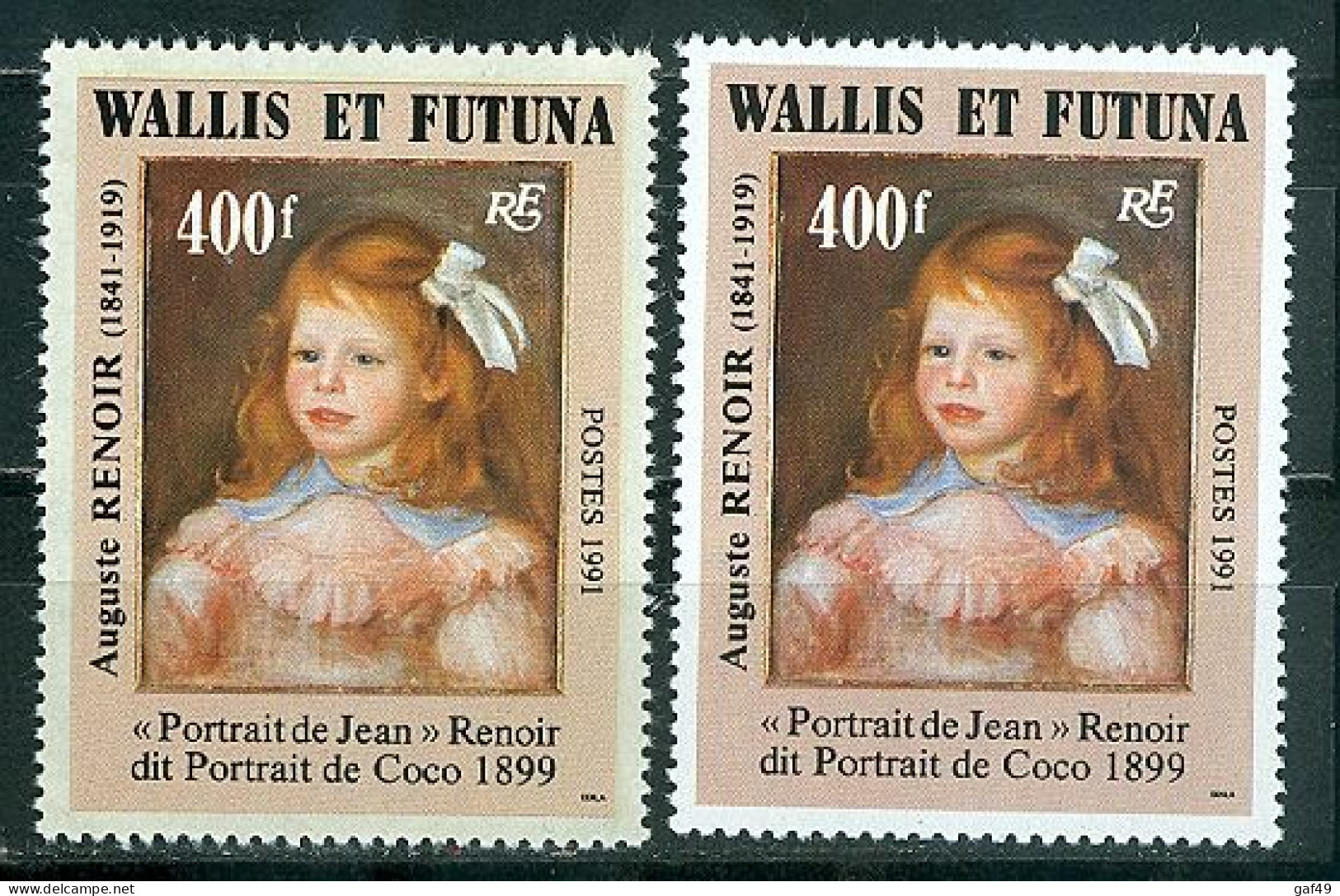 Wallis & Futuna N°Y&T 411 Et 412 Poste 1991 Anniversaire Naissance Auguste Renoir Neuf Sans Charnière Très Frais - Ungebraucht