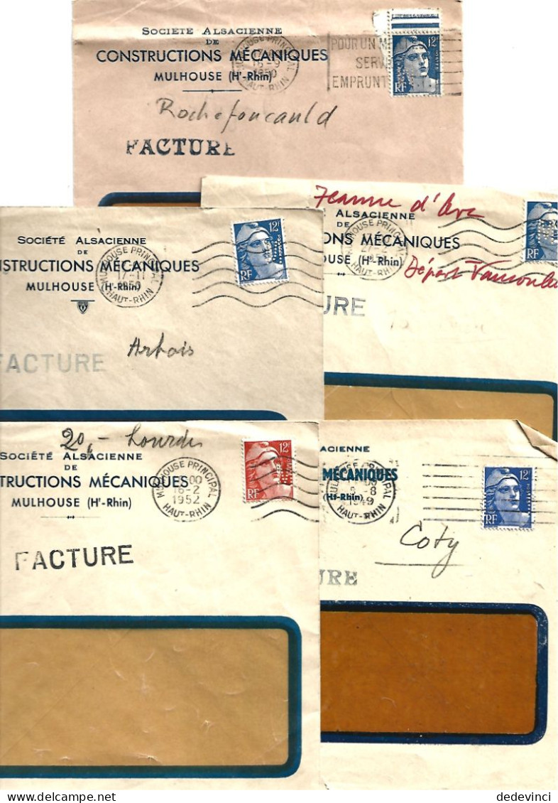 Lot De 29 Lettres Perforées : Constructions Mécaniques Mulhouse - Briefe U. Dokumente