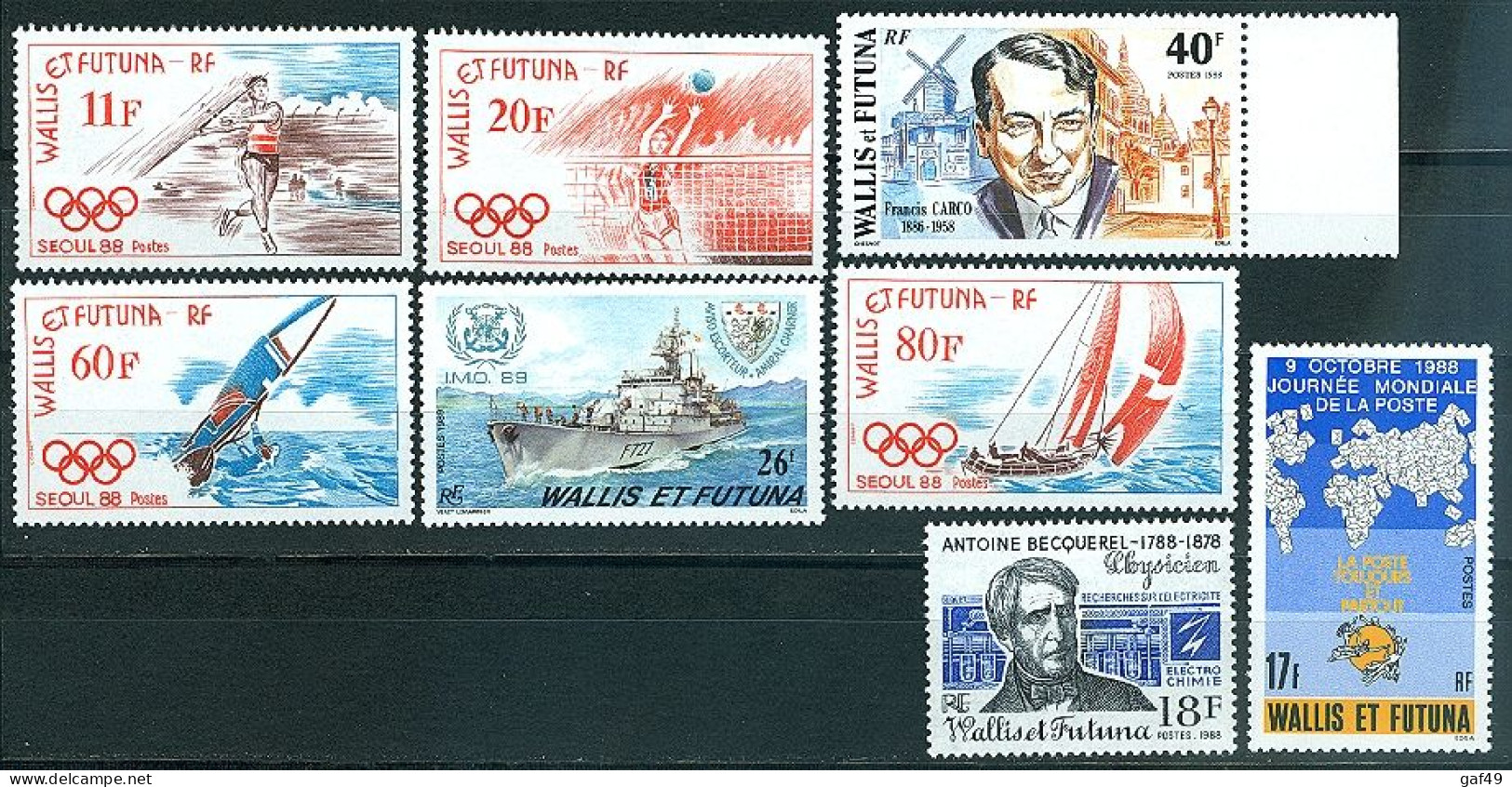 Wallis & Futuna N°Y&T 375 Et 378 à 384 Poste 1988 Sujets Divers Neuf Sans Charnière Très Frais - Nuevos