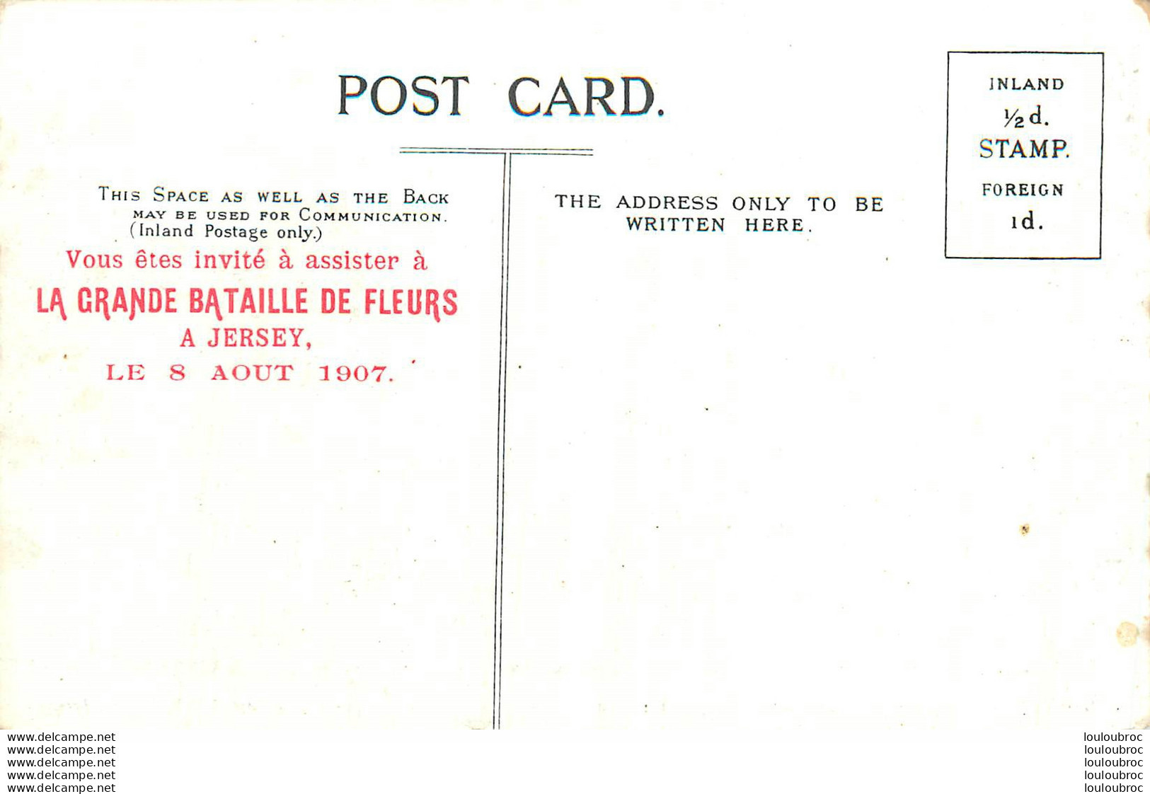 JERSEY 1904 BATTLE OF FLOWERS - Other & Unclassified