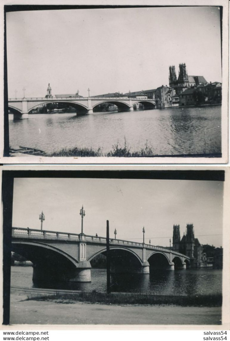 54) PONT-A-MOUSSON - 2 Photographies Originales - Vue Du Pont (1939) - Pont A Mousson