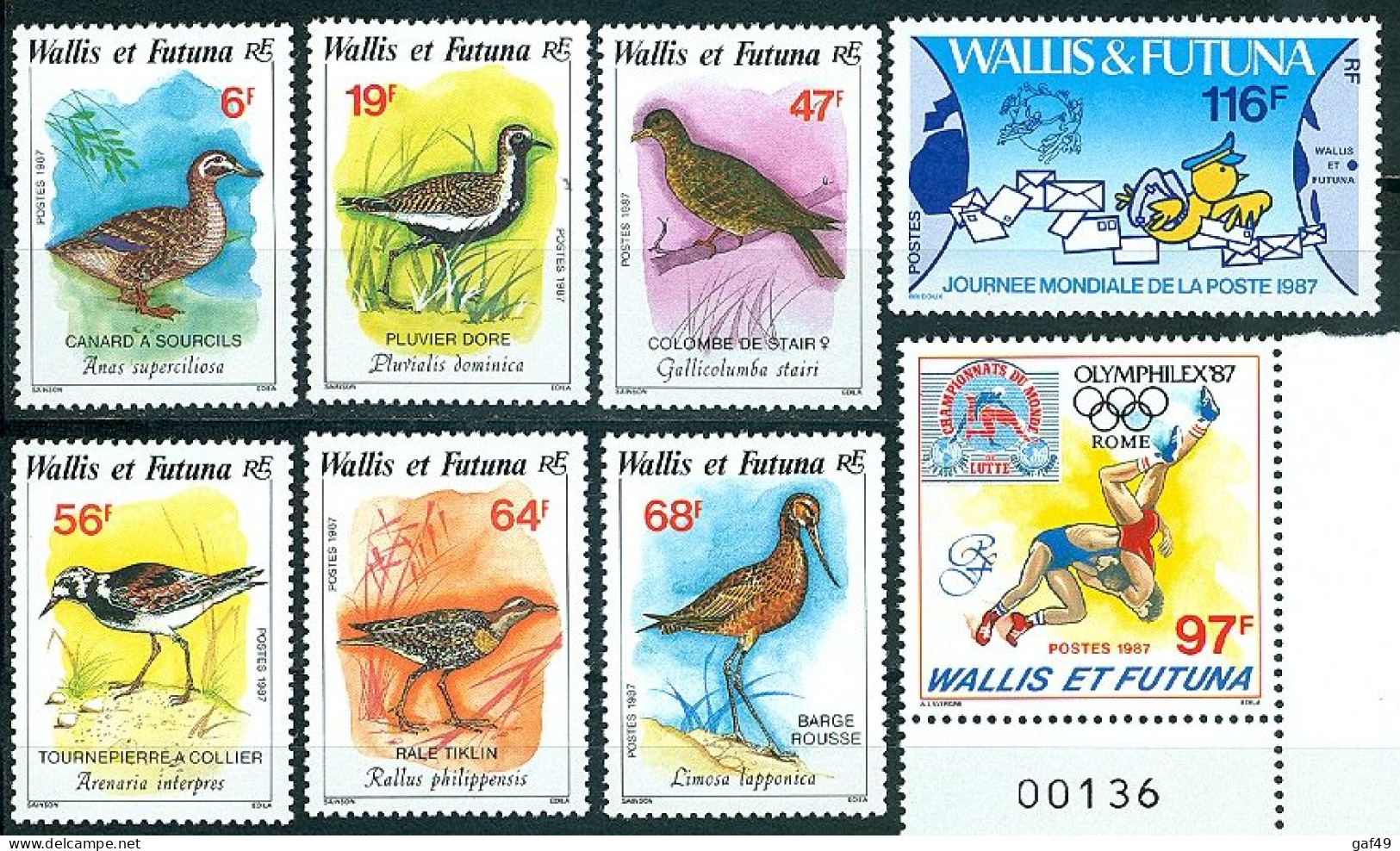 Wallis & Futuna N°Y&T 366 Et 368 à 374 Poste 1987 Sujets Divers Neuf Sans Charnière Très Frais - Unused Stamps
