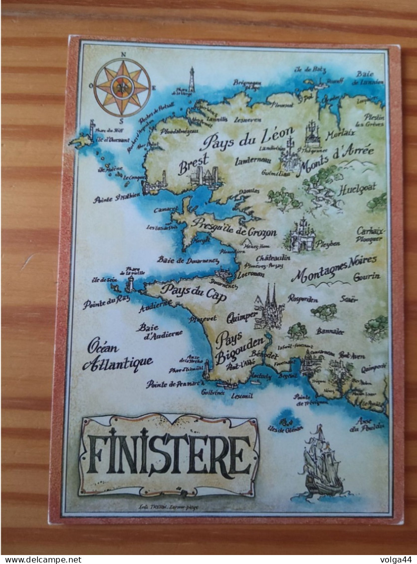 29 - FINISTERE - Carte Géographique - Contour Du Département - Landkaarten