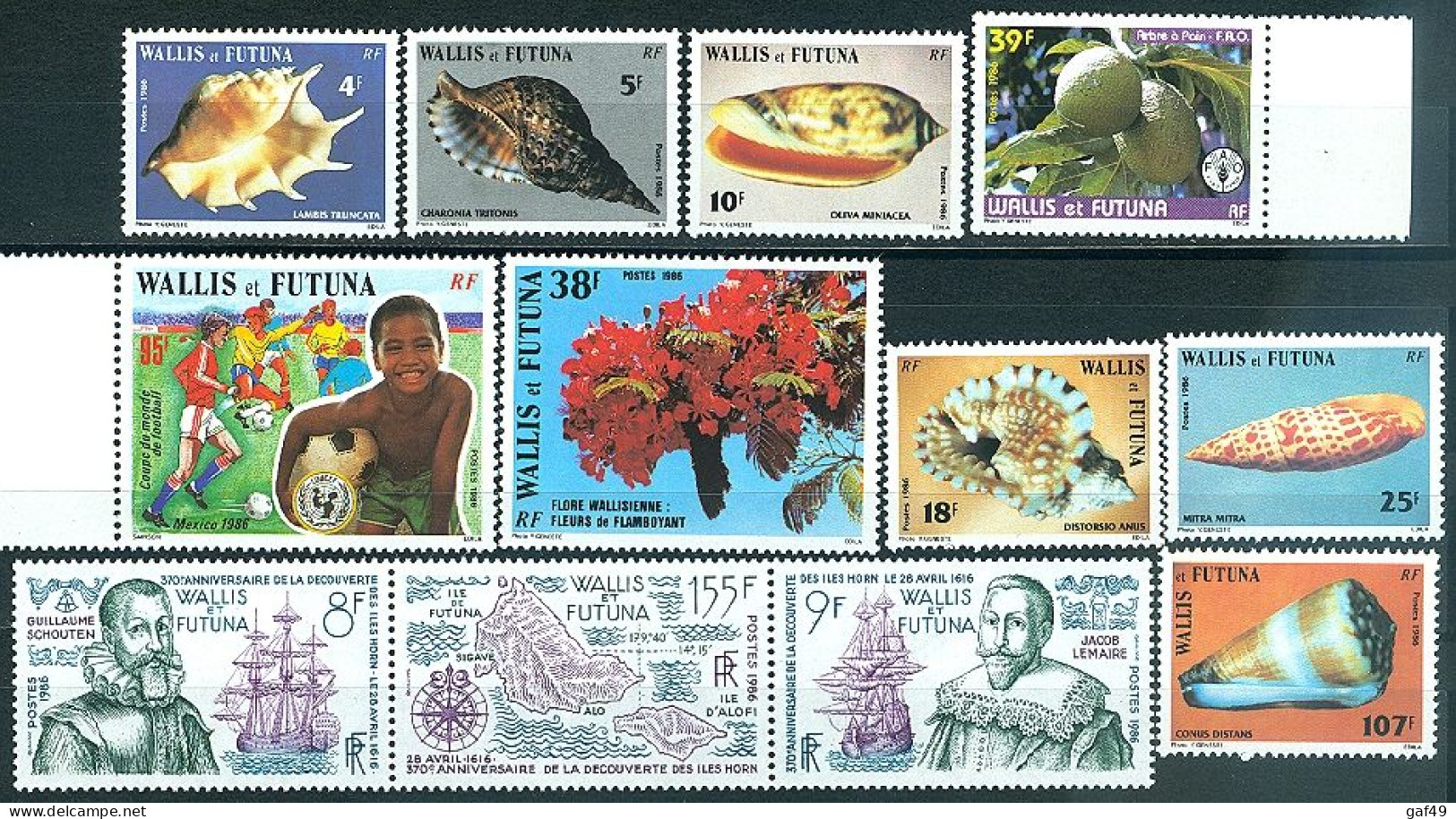 Wallis & Futuna N°Y&T 335 à 352 Poste Année 1986 Sujets Divers Neuf Sans Charnière Très Frais (2 Scans) - Ungebraucht