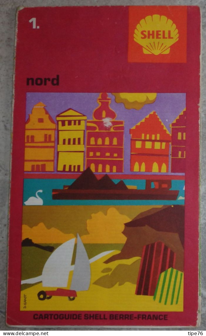 Carte Routière Shell  Cartoguide   Shell Berre France  Nord  1970 - Strassenkarten