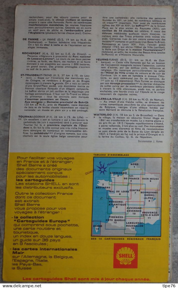 Carte Routière Shell  Cartoguide   Shell Berre France  Nord  1970 - Callejero