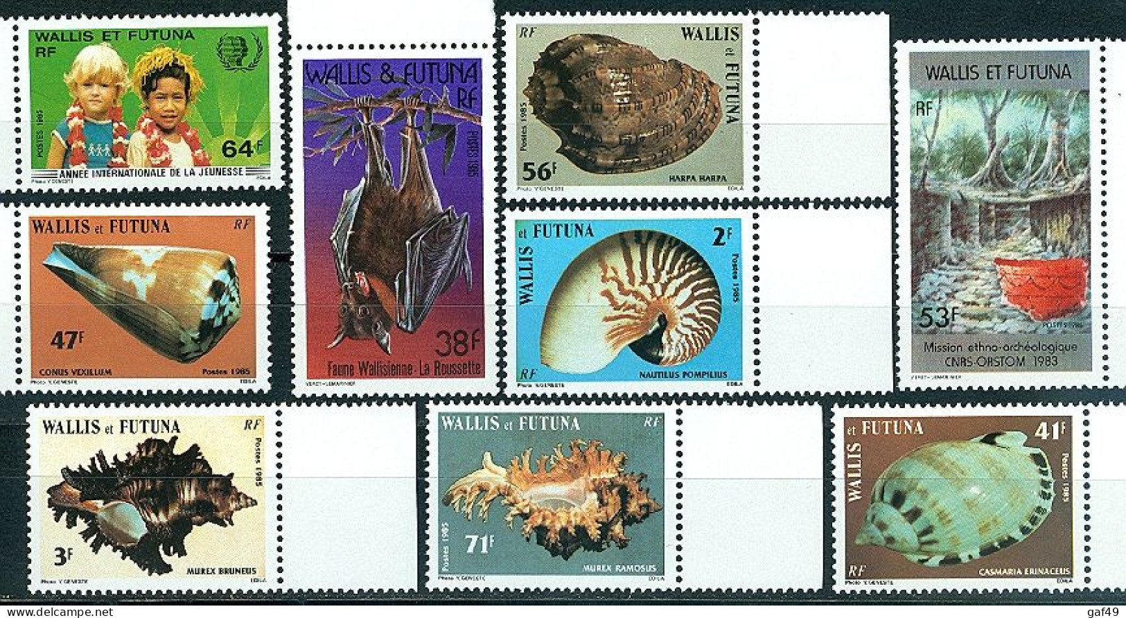 Wallis & Futuna N°Y&T 322 à 334 Poste Année 1985 Sujets Divers Neuf Sans Charnière Très Frais (2 Scans) - Unused Stamps