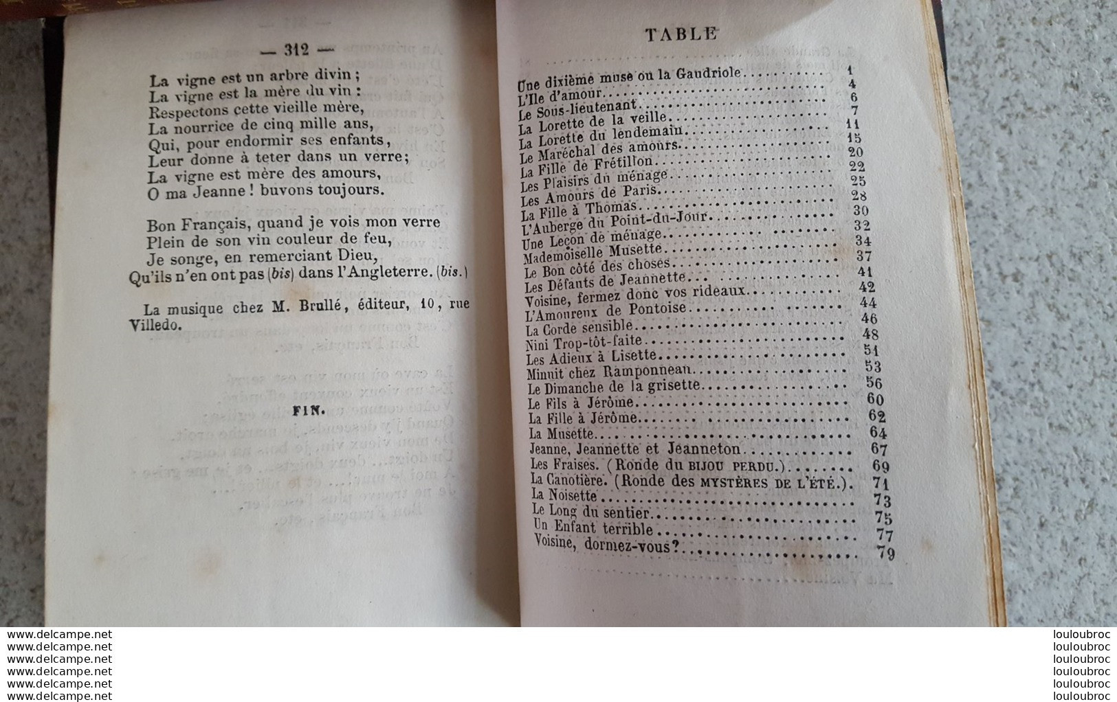 RARE  LA GAUDRIOLE DE 1860 CHANSONS ET CHANSONNETTES NOUVELLES 125 CHANSONS 316 PAGES FORMAT 11.50 X 7.50 CM - 1801-1900