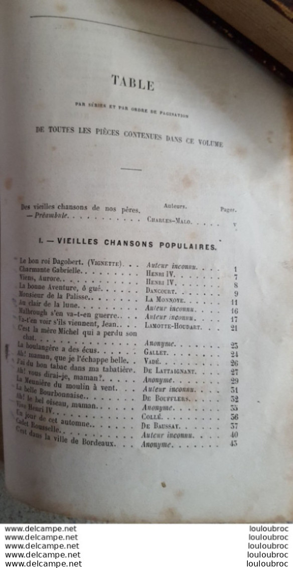 LES CHANSONS D'AUTREFOIS 1864 VIEUX CHANTS POPULAIRES DE NOS PERES CHARLES MALO ILLUSTRE PAR GUSTAVE DORE - 1801-1900