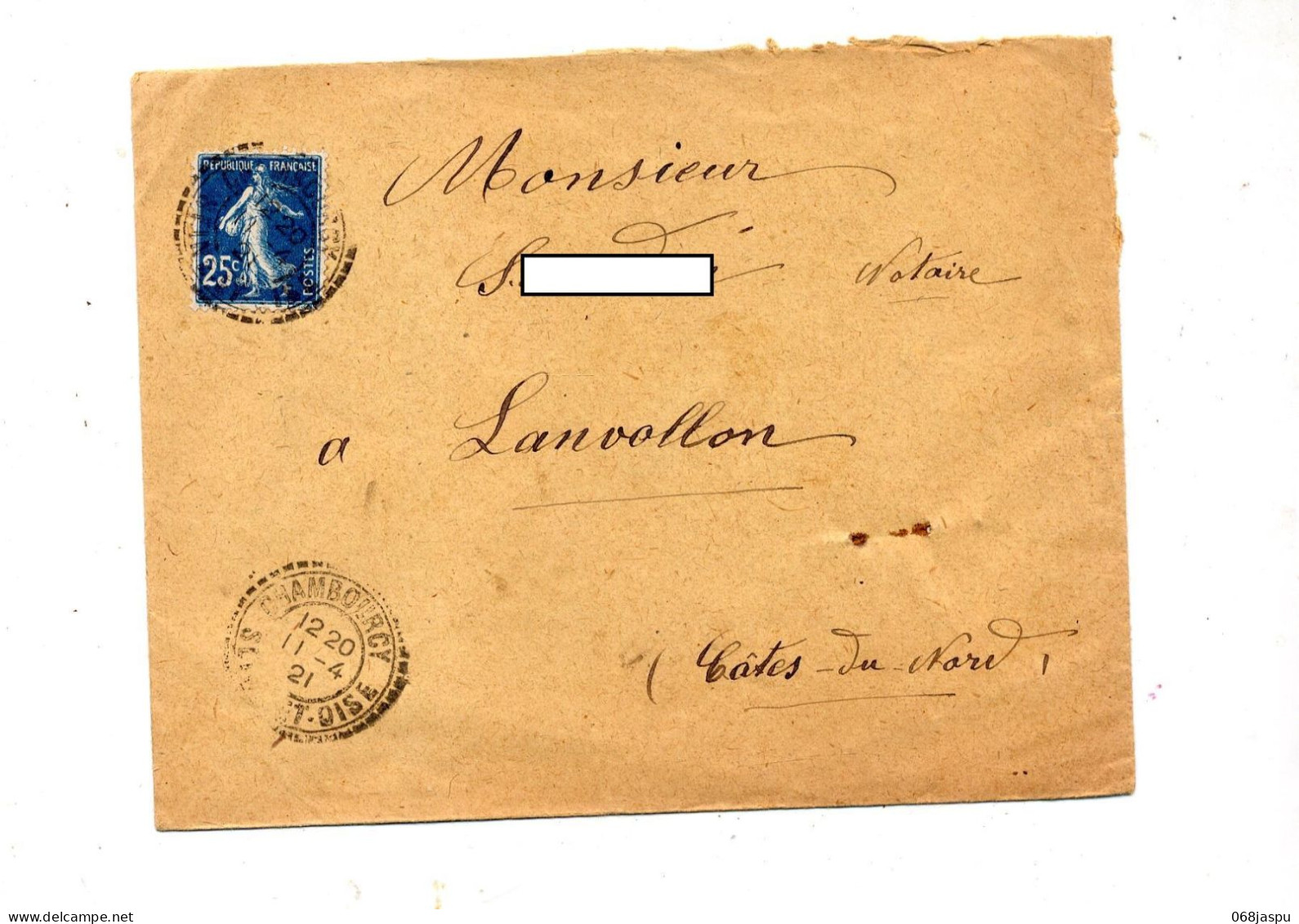 Lettre Cachet Chambourcy Sur Semeuse - Manual Postmarks