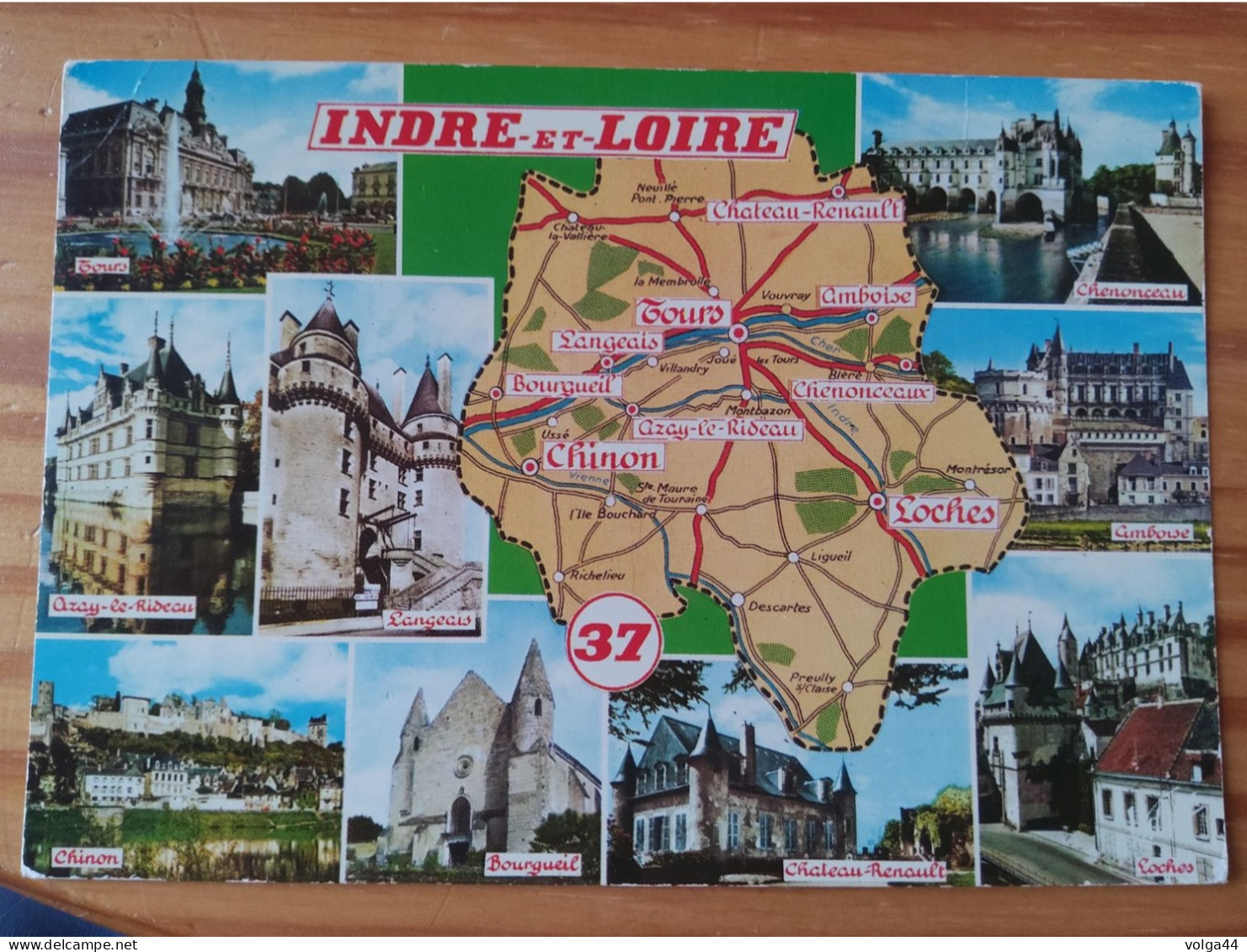 37 - INDRE ET LOIRE -  Carte Géographique - Contour Du Département Avec Multivues - Maps