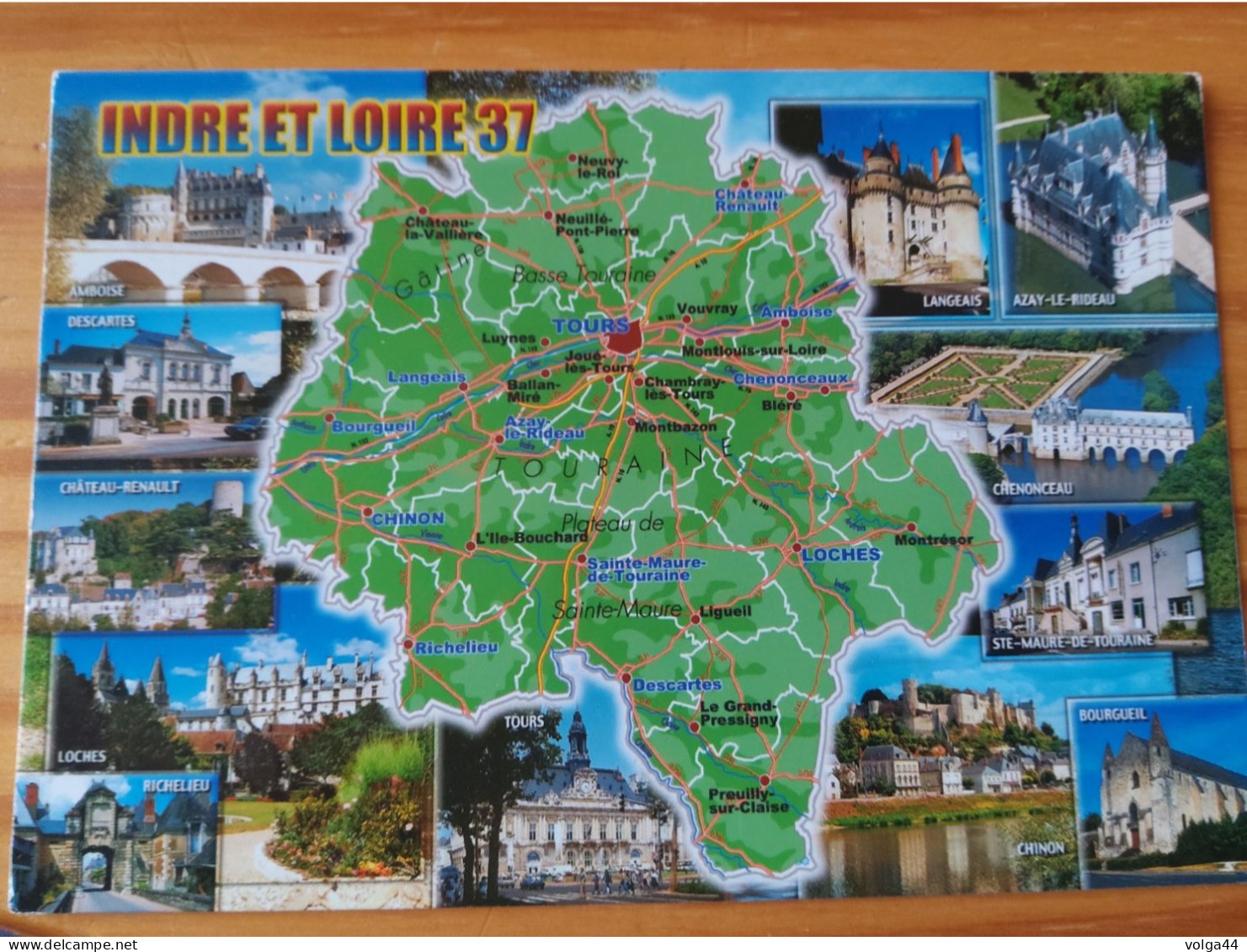 37 - INDRE ET LOIRE -  Carte Géographique - Contour Du Département Avec Multivues - Landkaarten