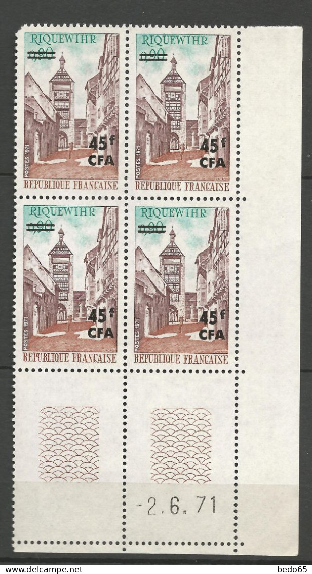 REUNION N° 397 Bloc De 4 Coin Daté 2/6/71 NEUF** LUXE SANS CHARNIERE NI TRACE / Hingeless  / MNH - Unused Stamps