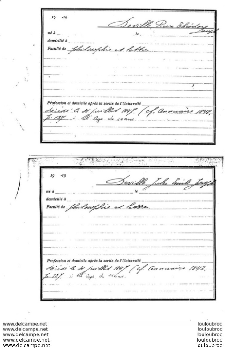 HOUTAIN BELGIQUE  LES JEUNES FRERES JULES ET THEODORE DEVILLE NOYES LE 31/07/1847 ENSEMBLE DE 2 DOCUMENTS - Historical Documents