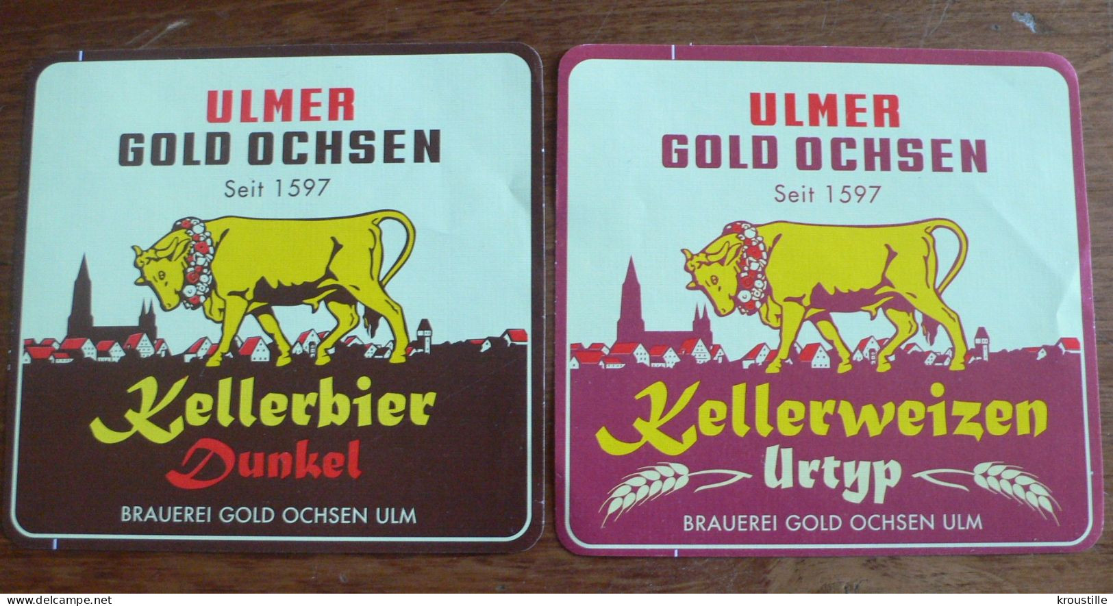 LOT 4 ETIQUETTES ULMER GOLD OCHSEN - ALLEMAGNE - TAUREAU - NEUVES ET DIFFERENTES - Bière