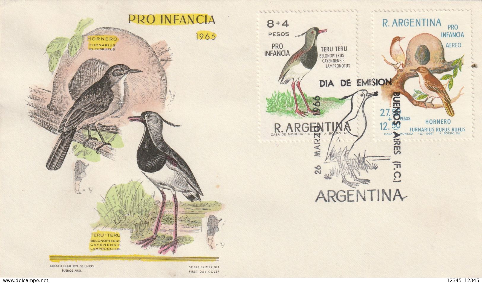 Argentinië 1966, FDC Unused, Birds, Children Help - FDC