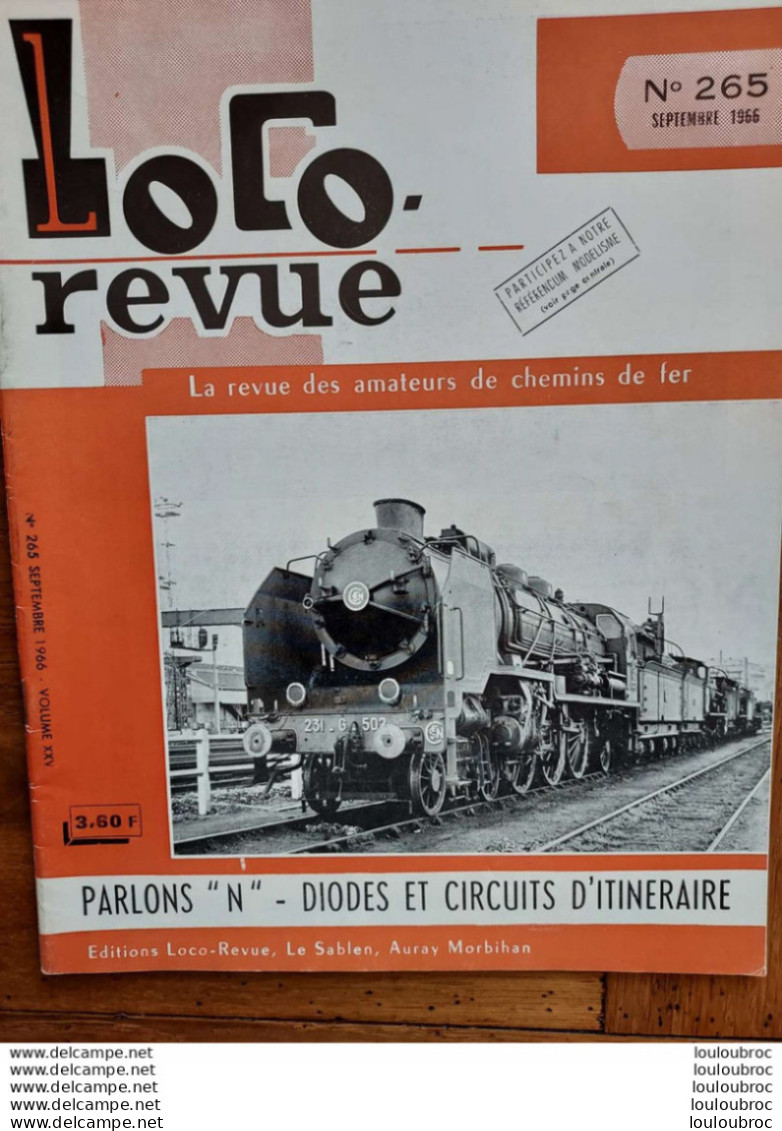 LOCO REVUE N°265 DE 1966 AMATEURS DE CHEMINS DE FER ET DE MODELISME PARFAIT ETAT - Eisenbahnen & Bahnwesen