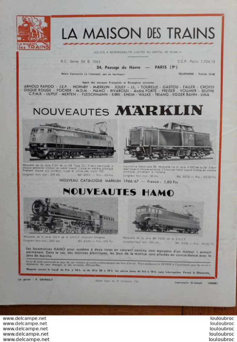 LOCO REVUE N°265 DE 1966 AMATEURS DE CHEMINS DE FER ET DE MODELISME PARFAIT ETAT - Trenes