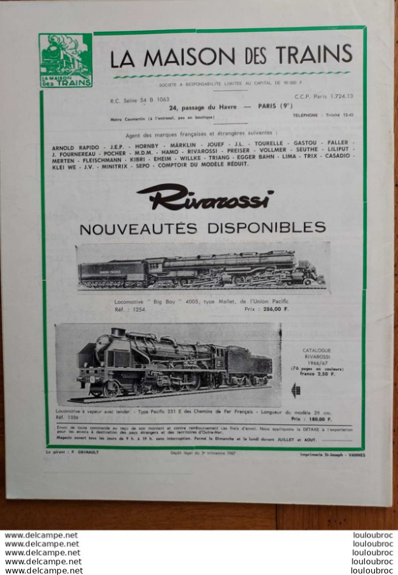 LOCO REVUE N°275 DE 1967 AMATEURS DE CHEMINS DE FER ET DE MODELISME PARFAIT ETAT - Treni