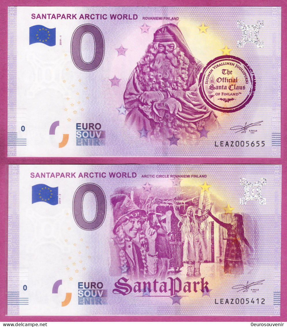 0-Euro LEAZ 2019-1 + 2 SANTAPARK ARCTIC WORLD - ARCTIC CIRCLE ROVANIEMI FINLAND SATZ KPL. - Essais Privés / Non-officiels