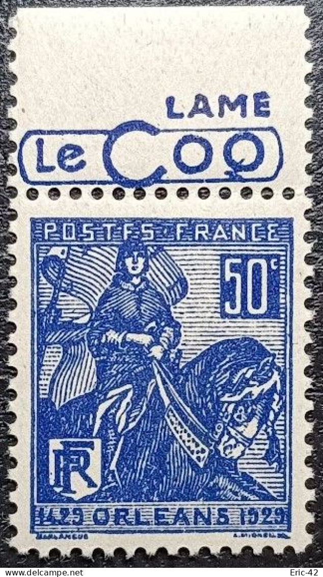 FRANCE. Y&T N° 257a. Neuf**. JEANNE D'ARC. AVEC BANDE PUB. - Unused Stamps